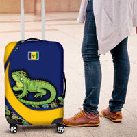 Saint Vincent and the Grenadines Iguana Luggage Cover with Tropical Leaf Pattern and National Flag - Wonder Print Shop