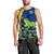 Saint Vincent and the Grenadines Iguana Men Tank Top with Tropical Leaf Pattern and National Flag - Wonder Print Shop