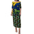 Saint Vincent and the Grenadines Iguana Puletasi with Tropical Leaf Pattern and National Flag - Wonder Print Shop