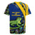 Saint Vincent and the Grenadines Iguana Rugby Jersey with Tropical Leaf Pattern and National Flag - Wonder Print Shop