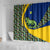 Saint Vincent and the Grenadines Iguana Shower Curtain with Tropical Leaf Pattern and National Flag - Wonder Print Shop