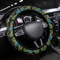 Saint Vincent and the Grenadines Iguana Steering Wheel Cover with Tropical Leaf Pattern and National Flag - Wonder Print Shop