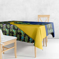 Saint Vincent and the Grenadines Iguana Tablecloth with Tropical Leaf Pattern and National Flag - Wonder Print Shop