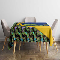 Saint Vincent and the Grenadines Iguana Tablecloth with Tropical Leaf Pattern and National Flag - Wonder Print Shop