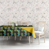 Saint Vincent and the Grenadines Iguana Tablecloth with Tropical Leaf Pattern and National Flag - Wonder Print Shop