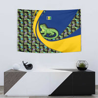 Saint Vincent and the Grenadines Iguana Tapestry with Tropical Leaf Pattern and National Flag - Wonder Print Shop