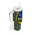 Saint Vincent and the Grenadines Iguana Tumbler With Handle with Tropical Leaf Pattern and National Flag - Wonder Print Shop