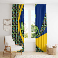 Saint Vincent and the Grenadines Iguana Window Curtain with Tropical Leaf Pattern and National Flag - Wonder Print Shop