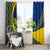 Saint Vincent and the Grenadines Iguana Window Curtain with Tropical Leaf Pattern and National Flag - Wonder Print Shop