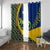 Saint Vincent and the Grenadines Iguana Window Curtain with Tropical Leaf Pattern and National Flag - Wonder Print Shop