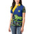 Saint Vincent and the Grenadines Iguana Women Polo Shirt with Tropical Leaf Pattern and National Flag - Wonder Print Shop