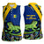 Saint Vincent and the Grenadines Iguana Women Sleeveless Polo Shirt with Tropical Leaf Pattern and National Flag - Wonder Print Shop