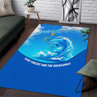 Saint Vincent and the Grenadines Dolphin Area Rug with Ocean Wave and Tropical Island Design - Wonder Print Shop