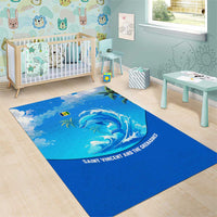 Saint Vincent and the Grenadines Dolphin Area Rug with Ocean Wave and Tropical Island Design - Wonder Print Shop