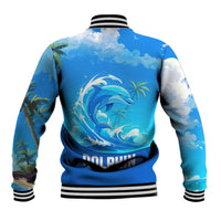 Saint Vincent and the Grenadines Dolphin Baseball Jacket with Ocean Wave and Tropical Island Design - Wonder Print Shop