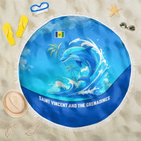 Saint Vincent and the Grenadines Dolphin Beach Blanket with Ocean Wave and Tropical Island Design - Wonder Print Shop