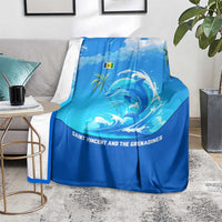 Saint Vincent and the Grenadines Dolphin Blanket with Ocean Wave and Tropical Island Design - Wonder Print Shop