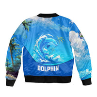 Saint Vincent and the Grenadines Dolphin Bomber Jacket with Ocean Wave and Tropical Island Design - Wonder Print Shop