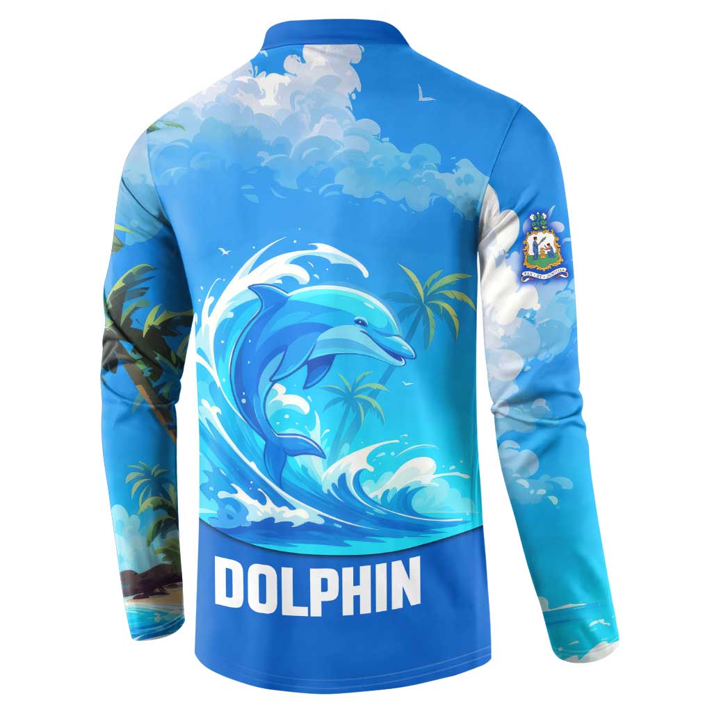 Saint Vincent and the Grenadines Dolphin Button Sweatshirt with Ocean Wave and Tropical Island Design - Wonder Print Shop