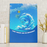 Saint Vincent and the Grenadines Dolphin Canvas Wall Art with Ocean Wave and Tropical Island Design - Wonder Print Shop