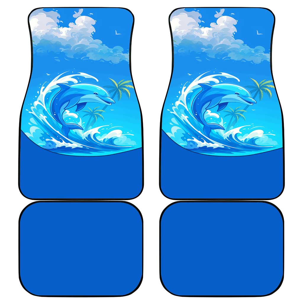 Saint Vincent and the Grenadines Dolphin Car Mats with Ocean Wave and Tropical Island Design - Wonder Print Shop