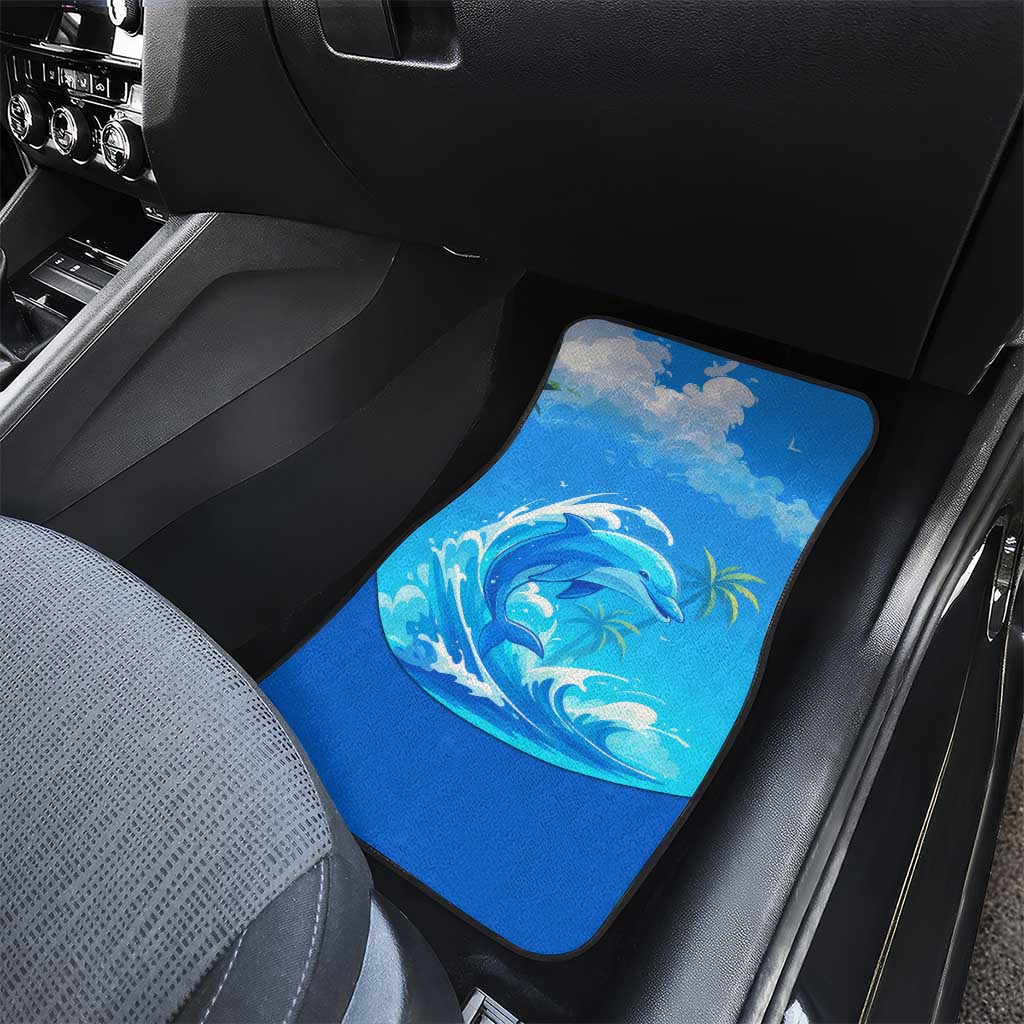 Saint Vincent and the Grenadines Dolphin Car Mats with Ocean Wave and Tropical Island Design - Wonder Print Shop