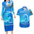 Saint Vincent and the Grenadines Dolphin Couples Matching Long Sleeve Bodycon Dress and Hawaiian Shirt with Ocean Wave and Tropical Island Design - Wonder Print Shop
