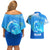 Saint Vincent and the Grenadines Dolphin Couples Matching Off Shoulder Short Dress and Hawaiian Shirt with Ocean Wave and Tropical Island Design - Wonder Print Shop