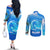 Saint Vincent and the Grenadines Dolphin Couples Matching Off The Shoulder Long Sleeve Dress and Long Sleeve Button Shirt with Ocean Wave and Tropical Island Design - Wonder Print Shop
