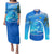 Saint Vincent and the Grenadines Dolphin Couples Matching Puletasi and Long Sleeve Button Shirt with Ocean Wave and Tropical Island Design - Wonder Print Shop