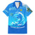 Saint Vincent and the Grenadines Dolphin Family Matching Off The Shoulder Long Sleeve Dress and Hawaiian Shirt with Ocean Wave and Tropical Island Design - Wonder Print Shop