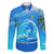 Saint Vincent and the Grenadines Dolphin Family Matching Off The Shoulder Long Sleeve Dress and Hawaiian Shirt with Ocean Wave and Tropical Island Design - Wonder Print Shop