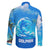 Saint Vincent and the Grenadines Dolphin Family Matching Off Shoulder Short Dress and Hawaiian Shirt with Ocean Wave and Tropical Island Design - Wonder Print Shop
