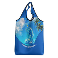 Saint Vincent and the Grenadines Dolphin Grocery Bag with Ocean Wave and Tropical Island Design - Wonder Print Shop