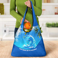 Saint Vincent and the Grenadines Dolphin Grocery Bag with Ocean Wave and Tropical Island Design - Wonder Print Shop