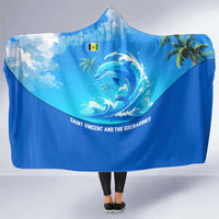 Saint Vincent and the Grenadines Dolphin Hooded Blanket with Ocean Wave and Tropical Island Design - Wonder Print Shop