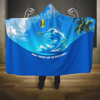 Saint Vincent and the Grenadines Dolphin Hooded Blanket with Ocean Wave and Tropical Island Design - Wonder Print Shop