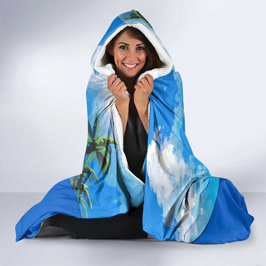 Saint Vincent and the Grenadines Dolphin Hooded Blanket with Ocean Wave and Tropical Island Design - Wonder Print Shop