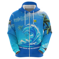 Saint Vincent and the Grenadines Dolphin Hoodie with Ocean Wave and Tropical Island Design - Wonder Print Shop