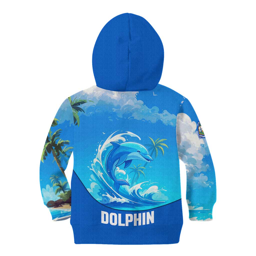 Saint Vincent and the Grenadines Dolphin Kid Hoodie with Ocean Wave and Tropical Island Design - Wonder Print Shop