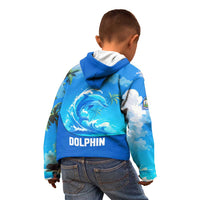Saint Vincent and the Grenadines Dolphin Kid Hoodie with Ocean Wave and Tropical Island Design - Wonder Print Shop