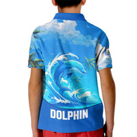 Saint Vincent and the Grenadines Dolphin Kid Polo Shirt with Ocean Wave and Tropical Island Design - Wonder Print Shop