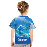 Saint Vincent and the Grenadines Dolphin Kid T Shirt with Ocean Wave and Tropical Island Design - Wonder Print Shop