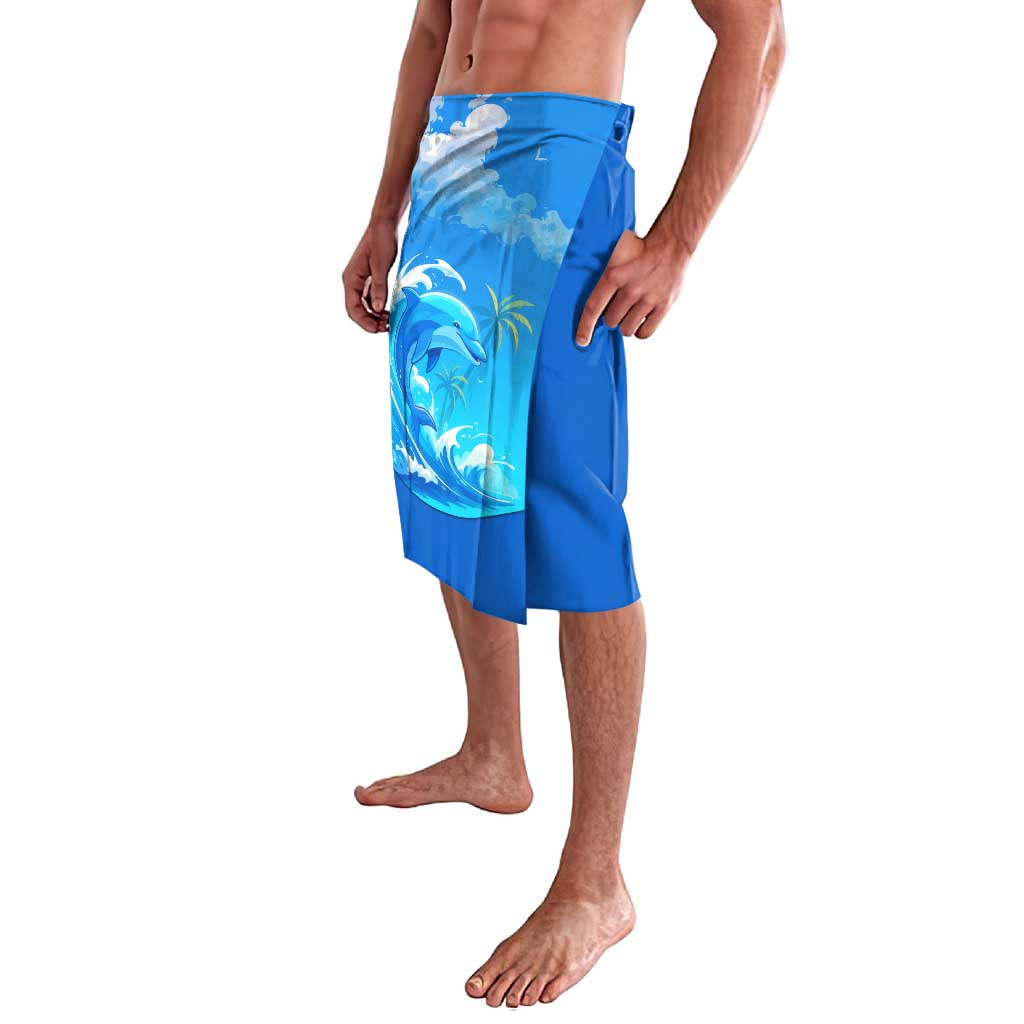 Saint Vincent and the Grenadines Dolphin Lavalava with Ocean Wave and Tropical Island Design - Wonder Print Shop