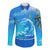 Saint Vincent and the Grenadines Dolphin Long Sleeve Button Shirt with Ocean Wave and Tropical Island Design - Wonder Print Shop