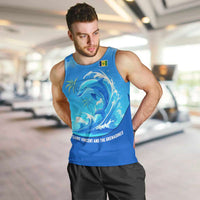 Saint Vincent and the Grenadines Dolphin Men Tank Top with Ocean Wave and Tropical Island Design - Wonder Print Shop