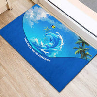 Saint Vincent and the Grenadines Dolphin Rubber Doormat with Ocean Wave and Tropical Island Design - Wonder Print Shop