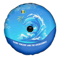 Saint Vincent and the Grenadines Dolphin Spare Tire Cover with Ocean Wave and Tropical Island Design - Wonder Print Shop
