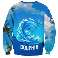 Saint Vincent and the Grenadines Dolphin Sweatshirt with Ocean Wave and Tropical Island Design - Wonder Print Shop