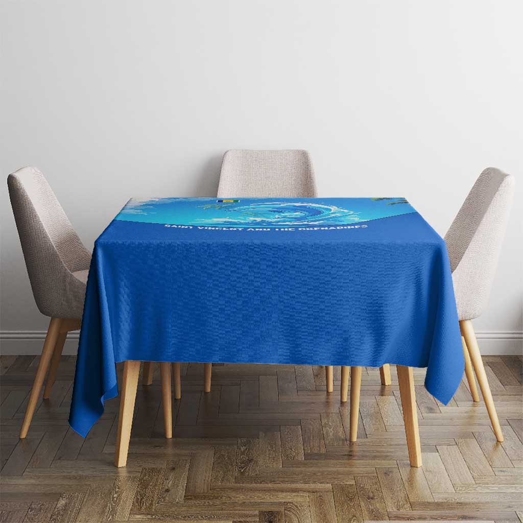Saint Vincent and the Grenadines Dolphin Tablecloth with Ocean Wave and Tropical Island Design - Wonder Print Shop